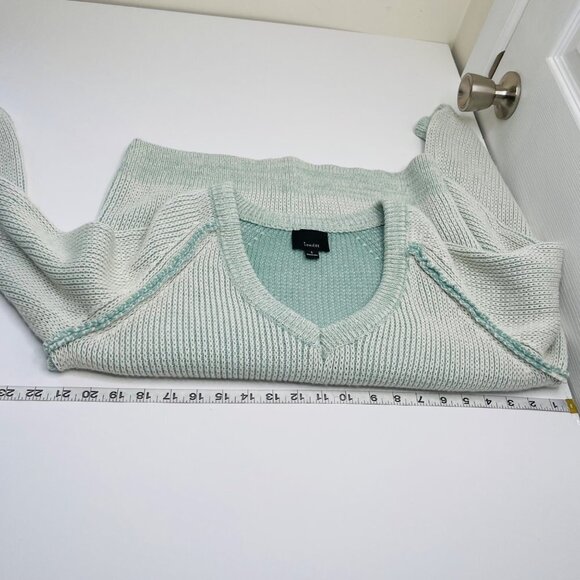 Lumiere Women's Chunky Knit V Neck Knit Sweater Size S Balloon Sleeve Faded - Picture 9 of 11